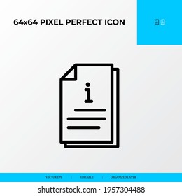 Information service and info center vector line icon style. 64x64 Pixel perfect