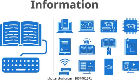 information set. included student-smartphone, tablet, professor, chip, ebook, instructor, homework, learn, book, learning, enter, login icons. filled styles.