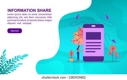 Information share illustration concept with character. Template for, banner, presentation, social media, poster, advertising, promotion
