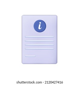 Information sheet, document icon 3d. User guide, manual or instruction. Paper checklist, informational data, answers to questions. Guide page with search results. Vector illustration.