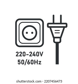 señal de información 220-240 Volt. Señal de socket y enchufe. Ilustración del vector