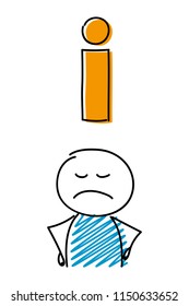 Information sign with angry stickman. Vector.