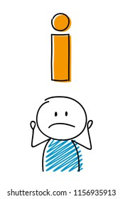 Information sign with confused stickman. Vector.