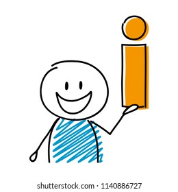 Information sign with happy stickman. Vector.