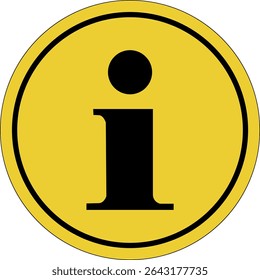 Information sign. Hazard warnings. Yellow circle sticker. Warning icon. Yellow sign. Circle label.
