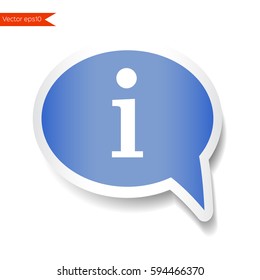 Information sign icon. Info speech bubble symbol. Info sticker vector isolated on white background.