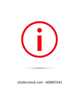 information sign icon. Red icon and gray shadow