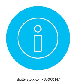 Information sign line icon for web, mobile and infographics. Vector white icon on the light blue circle isolated on white background.