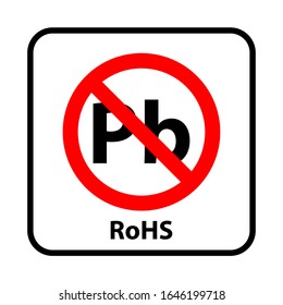 Information sign: no parabens. Content by rohs concept. Use for product labeling. Pb in the red information circle.