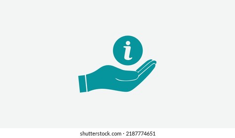 Information sign on hand vector illustration. Give information concept icon on grey background