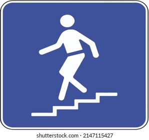 INFORMATION Sign - Road Information Symbol. 
Down stairs