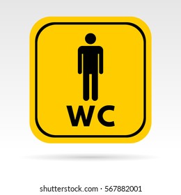 Information sign with a silhouette of a person. Vector icon for men's WC.