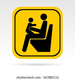 Information sign with a silhouette of a person. Vector icon of sitting parent with baby. It can be used as an information sticker.