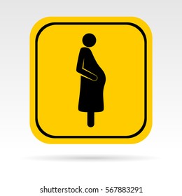Information sign with a silhouette of a person. Vector icon of a pregnant woman. It can be used as an information sticker.