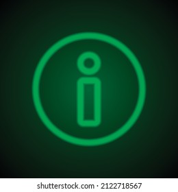 Information signiert einfaches Symbol. Flaches Design. Grüner Neon auf schwarzem Hintergrund mit grünem Licht.ai