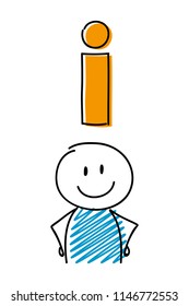 Information sign with smiley stickman. Vector.