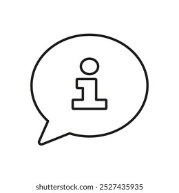 Information Sign in Speech Bubble Line Icon. Customer Support Outline Symbol. Communication and Assistance. Online Help Concept. Editable Stroke. Isolated Vector Illustration.
