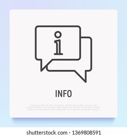 Information sign in speech bubble thin line icon. Modern vector illustration for helpdesk, info button.