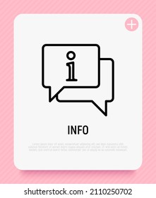 Information sign in speech bubble thin line icon. Modern vector illustration for helpdesk, info button.