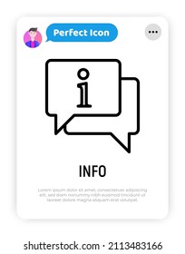 Information sign in speech bubble thin line icon. Modern vector illustration for helpdesk, info button.