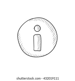 Icono de esbozo de vector de signo de información aislado en el fondo. Icono de signo Información dibujada a mano. Icono de esbozo de signo de información para infografía, sitio web o aplicación.