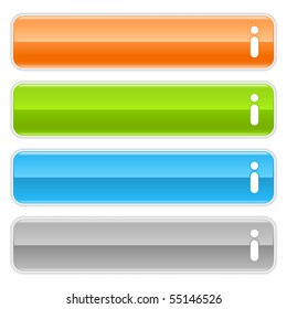 Information sign web 2.0 navigation panel. Colored glossy internet buttons with shadow on white background