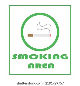 Information signboard. Vector illustration of "Smoking area" sticker.