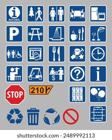 Information signs and symbols, amenities, services, vector.