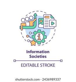 Information societies multi color concept icon. Technological progress. Internet and social media. Round shape line illustration. Abstract idea. Graphic design. Easy to use in article