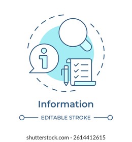 Information soft blue concept icon. Analysis, monitoring. Checklist, compliance. Round shape line illustration. Abstract idea. Graphic design. Easy to use in infographic, presentation