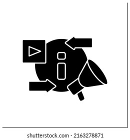 Information space glyph icon. Exchanging and promoting new content. Social media platform. New media concept.Filled flat sign. Isolated silhouette vector illustration