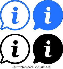 information speech bubble icon set, flat vector info chat and support message symbols