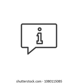 Information speech bubble outline icon. linear style sign for mobile concept and web design. Exclamation mark chat simple line vector icon. Symbol, logo illustration. Pixel perfect vector graphics