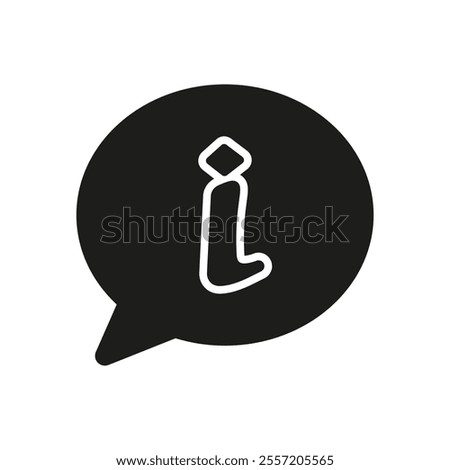 Information in Speech Bubble Silhouette Icon. Communication and Customer Support. Info and Help Glyph Symbol. Isolated Vector Illustration.