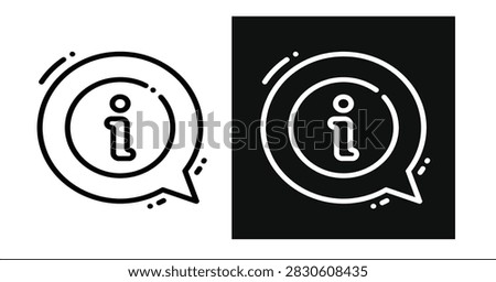 Information Speech Bubble Silhouette with Info Letter Icon – Help Desk, Details, and Support Communication Vector Symbol