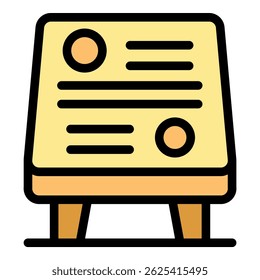 Information stand is presenting crucial data, incorporating icons and text for effective communication