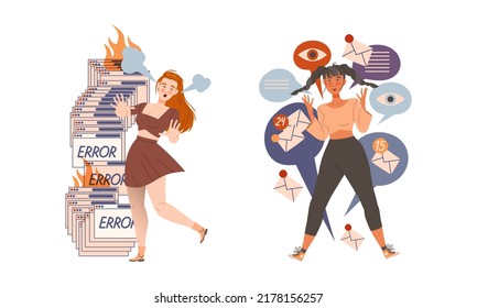Information Stress with Woman Character Overload with Task and Work Vector Set