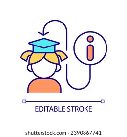 Information for students RGB color icon. Learning process improvement. Effective studying new subjects. Education system. Isolated vector illustration. Simple filled line drawing. Editable stroke