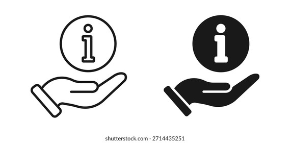 Information support icon set in outline and silhouette style representing help service, guidance, customer assistance, and informational support vector illustration