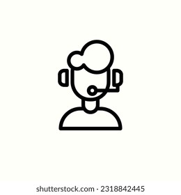 information support man icon, isolated outline style icon in light background