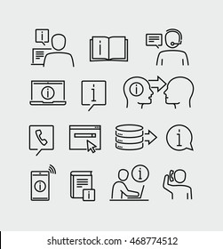 Information Support Service Vector Line Icons 