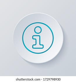 Information symbol in circle, inform desk, i letter, outline design. Cut circle with gray and blue layers. Paper style