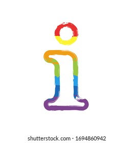 Information symbol, inform desk, i letter, outline design. Drawing sign with LGBT style, seven colors of rainbow (red, orange, yellow, green, blue, indigo, violet