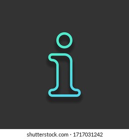 Information symbol, inform desk, i letter, outline design. Colorful logo concept with soft shadow on dark background. Icon color of azure ocean