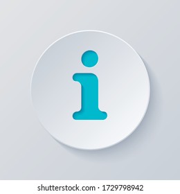 Information symbol, inform desk, i letter. Cut circle with gray and blue layers. Paper style