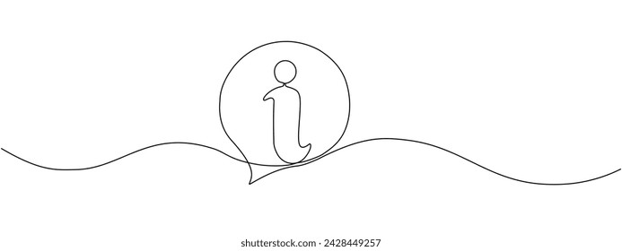 Information symbol one continuous line . One editable line help desk help.  The Information linear icon. Support service help sign, help. Vector illustration