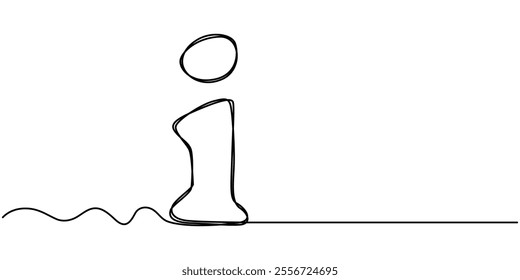 Information symbol one continuous line . One editable line help desk help. The Information linear icon. Support service help sign, help. Vector illustration, pro vector, Exclamation mark in one line