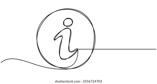 Information symbol one continuous line . One editable line help desk help. The Information linear icon. Support service help sign, help. Vector illustration, pro vector, Exclamation mark in one line