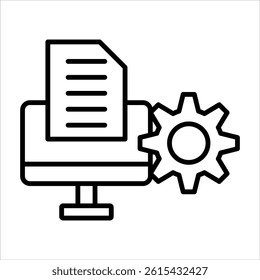 information system icon in outline style vector illustration