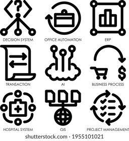 information system pack outline style for web mobile app presentation printing